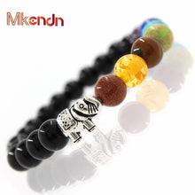 Lava matte Stone Beads 7 Chakra Healing Balance Elephant Bracelets Feminino Yoga Reiki Prayer male female Bracelet - Sellweyy