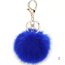 Rabbit Fur Keychain Ball PomPom Cell Phone Car Keychain Pendant Handbag Gold/Silver Metal Charm Key Ring - Sellweyy