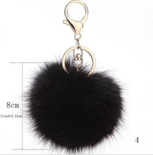 Rabbit Fur Keychain Ball PomPom Cell Phone Car Keychain Pendant Handbag Gold/Silver Metal Charm Key Ring - Sellweyy