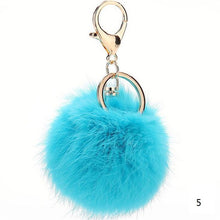 Rabbit Fur Keychain Ball PomPom Cell Phone Car Keychain Pendant Handbag Gold/Silver Metal Charm Key Ring - Sellweyy