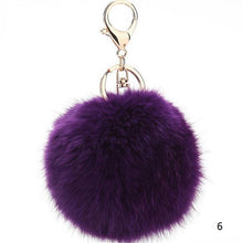 Rabbit Fur Keychain Ball PomPom Cell Phone Car Keychain Pendant Handbag Gold/Silver Metal Charm Key Ring - Sellweyy