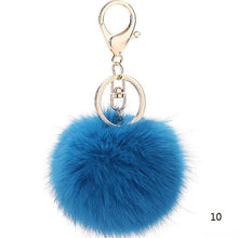 Rabbit Fur Keychain Ball PomPom Cell Phone Car Keychain Pendant Handbag Gold/Silver Metal Charm Key Ring - Sellweyy