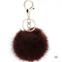 Rabbit Fur Keychain Ball PomPom Cell Phone Car Keychain Pendant Handbag Gold/Silver Metal Charm Key Ring - Sellweyy