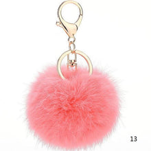 Rabbit Fur Keychain Ball PomPom Cell Phone Car Keychain Pendant Handbag Gold/Silver Metal Charm Key Ring - Sellweyy