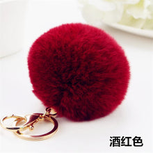 Rabbit Fur Keychain Ball PomPom Cell Phone Car Keychain Pendant Handbag Gold/Silver Metal Charm Key Ring - Sellweyy