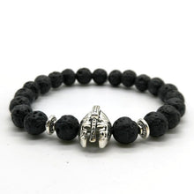 Antique Gold Roman Knight Spartan Warrior Gladiator Helmet Bracelet Men Black Matte Lava Stone - Sellweyy