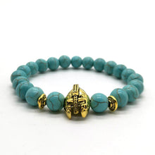 Antique Gold Roman Knight Spartan Warrior Gladiator Helmet Bracelet Men Black Matte Lava Stone - Sellweyy