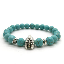 Antique Gold Roman Knight Spartan Warrior Gladiator Helmet Bracelet Men Black Matte Lava Stone - Sellweyy