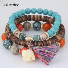Wooden Beads Bracelets For Women Bohemia Elephant Tassel Charm Bracelets & Bangles - Sellweyy