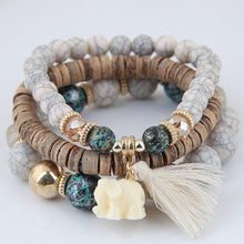 Wooden Beads Bracelets For Women Bohemia Elephant Tassel Charm Bracelets & Bangles - Sellweyy