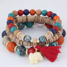 Wooden Beads Bracelets For Women Bohemia Elephant Tassel Charm Bracelets & Bangles - Sellweyy