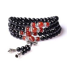 108 Onyx with Tiger's eye Bracelet Black Onyx Stone Tibetan Silver Buddha Bracelet for Women Men Jewelry Hand Made Accessories - Sellweyy