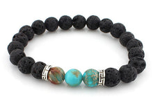 7 Chakra Bracelet Men Head Bracelet Black Lava Stone Beaded Bracelets For Men Women - Sellweyy