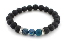 7 Chakra Bracelet Men Head Bracelet Black Lava Stone Beaded Bracelets For Men Women - Sellweyy