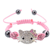 Cute Children Cat Hello Kitty Bracelet for Kids Girls Boys Shamballa Beads Connected Braid Charm bracelet Jewelry - Sellweyy