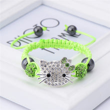 Cute Children Cat Hello Kitty Bracelet for Kids Girls Boys Shamballa Beads Connected Braid Charm bracelet Jewelry - Sellweyy