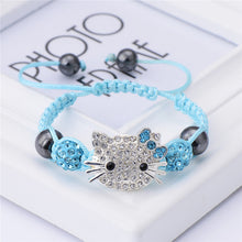 Cute Children Cat Hello Kitty Bracelet for Kids Girls Boys Shamballa Beads Connected Braid Charm bracelet Jewelry - Sellweyy
