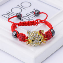 Cute Children Cat Hello Kitty Bracelet for Kids Girls Boys Shamballa Beads Connected Braid Charm bracelet Jewelry - Sellweyy