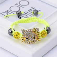 Cute Children Cat Hello Kitty Bracelet for Kids Girls Boys Shamballa Beads Connected Braid Charm bracelet Jewelry - Sellweyy