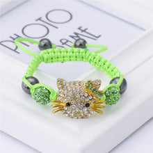 Cute Children Cat Hello Kitty Bracelet for Kids Girls Boys Shamballa Beads Connected Braid Charm bracelet Jewelry - Sellweyy