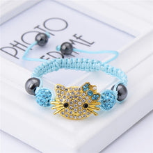 Cute Children Cat Hello Kitty Bracelet for Kids Girls Boys Shamballa Beads Connected Braid Charm bracelet Jewelry - Sellweyy