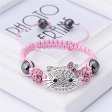 Cute Children Cat Hello Kitty Bracelet for Kids Girls Boys Shamballa Beads Connected Braid Charm bracelet Jewelry - Sellweyy