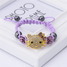 Cute Children Cat Hello Kitty Bracelet for Kids Girls Boys Shamballa Beads Connected Braid Charm bracelet Jewelry - Sellweyy