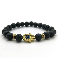 Black Matte Bead Lava Stone Beaded Bracelet Women Fatima Hamsa Hand Bracelet Men Jewelry - Sellweyy