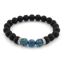 7 Chakra Bracelet Men Head Bracelet Black Lava Stone Beaded Bracelets For Men Women - Sellweyy