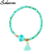Charm Bracelet Natural Stone Of leave With Cotton Tasse Crystal Armbanden Voor Vrouwen - Sellweyy