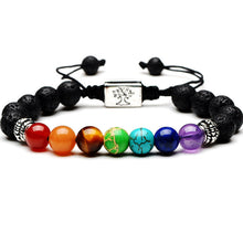 DIEZI Yoga Handmade 7 Chakra Tree Of Life Charm Bracelets Lava Stones Multicolor Beads Rope Bracelet - Sellweyy