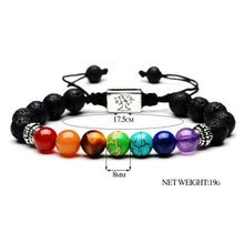 DIEZI Yoga Handmade 7 Chakra Tree Of Life Charm Bracelets Lava Stones Multicolor Beads Rope Bracelet - Sellweyy