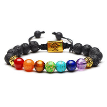 DIEZI Yoga Handmade 7 Chakra Tree Of Life Charm Bracelets Lava Stones Multicolor Beads Rope Bracelet - Sellweyy