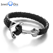 Genuine Leather Anchor Stainless Steel Bracelets & Bangles Male Jewelry 215m Length Men Bracelet Gift For Dad(JewelOra BA101280) - Sellweyy