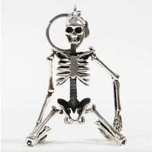 Foldable skeleton pendant key chain for men women antique silver color metal alloy skull bag charm key ring car keychain keyring - Sellweyy