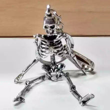Foldable skeleton pendant key chain for men women antique silver color metal alloy skull bag charm key ring car keychain keyring - Sellweyy