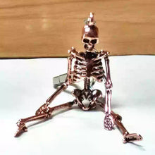 Foldable skeleton pendant key chain for men women antique silver color metal alloy skull bag charm key ring car keychain keyring - Sellweyy