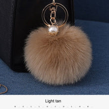 16 Color Fluffy Artificial Rabbit Fur Pompom Keychain Women Bag Pearl Bead Key Chain Pendant Ornaments - Sellweyy