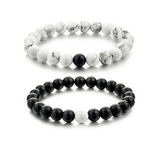 2Pcs/set New Fashion White and Black Natural Stones Couple Bracelets In Charm Beads Lovers Bracelets - Sellweyy