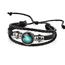 Constellations Leather Zodiac Sign with beads Bangle Bracelets For Men Boys - Sellweyy