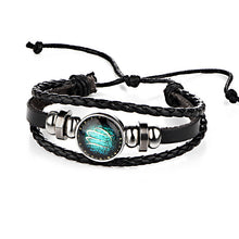 Constellations Leather Zodiac Sign with beads Bangle Bracelets For Men Boys - Sellweyy