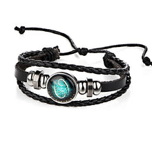 Constellations Leather Zodiac Sign with beads Bangle Bracelets For Men Boys - Sellweyy
