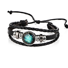 Constellations Leather Zodiac Sign with beads Bangle Bracelets For Men Boys - Sellweyy