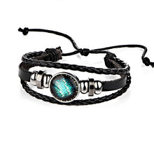 Constellations Leather Zodiac Sign with beads Bangle Bracelets For Men Boys - Sellweyy