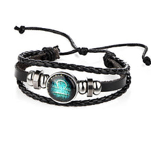 Constellations Leather Zodiac Sign with beads Bangle Bracelets For Men Boys - Sellweyy