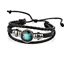 Constellations Leather Zodiac Sign with beads Bangle Bracelets For Men Boys - Sellweyy