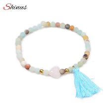 Shinus Bracelet Chakra Bracelets Women Boho Tassel Jewelry Natural Stone Beads Bohemian Handmade Love Heart Meditation Healing - Sellweyy