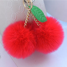 Faux Rabbit Fur Ball Pompom Cherry Keychain Fluffy Pompon Key Chain Pom Pom Toy Keyring Bag Charms Car Trinket - Sellweyy