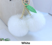 Faux Rabbit Fur Ball Pompom Cherry Keychain Fluffy Pompon Key Chain Pom Pom Toy Keyring Bag Charms Car Trinket - Sellweyy