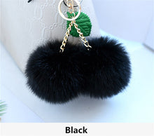 Faux Rabbit Fur Ball Pompom Cherry Keychain Fluffy Pompon Key Chain Pom Pom Toy Keyring Bag Charms Car Trinket - Sellweyy